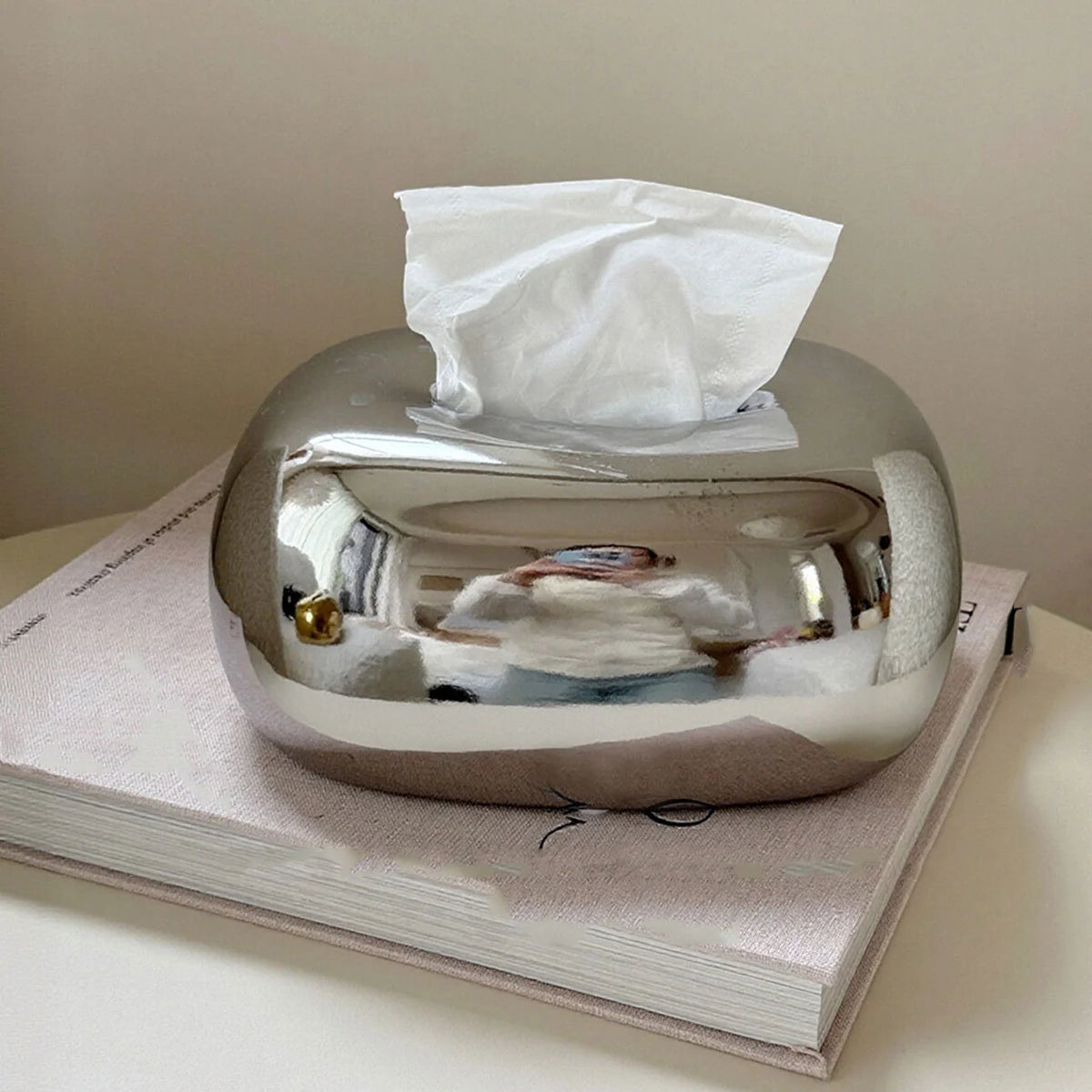 Tissue Box Holder Modern Abstract Glossy Finish Compact Size