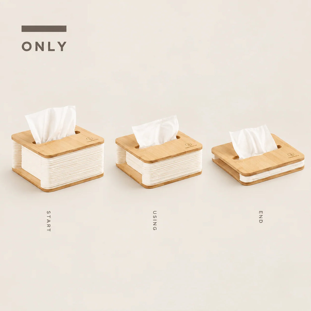 Tissue Box Natural Bamboo Foldable Space-Saving