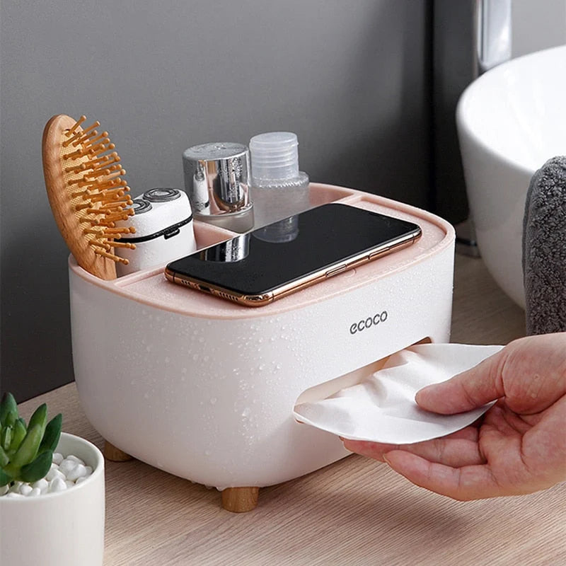 Tissue Dispenser With Phone Holder Dual-Function PP Design