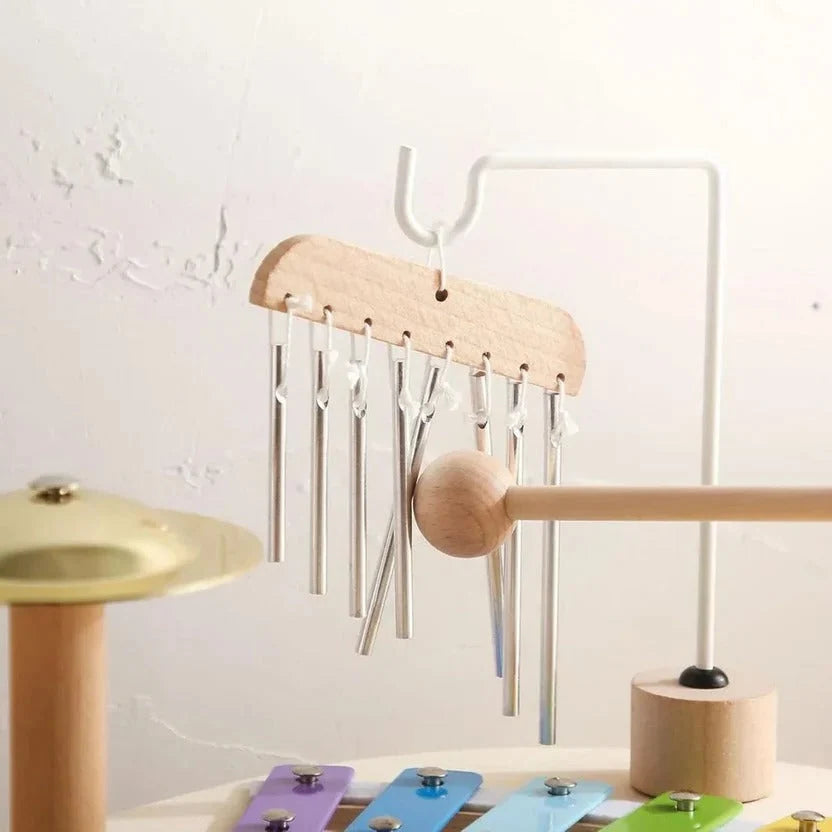 Toddler Drum Kit Wooden 8-Note Xylophone & Cymbal