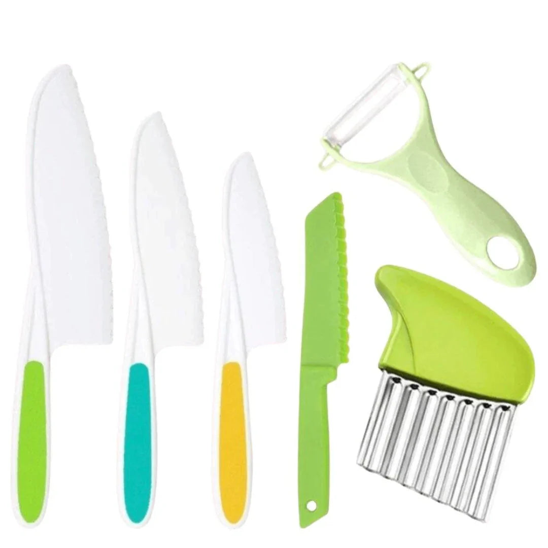 Toddler Knife & Utensil Set Blunt Serrated Chunky Grip