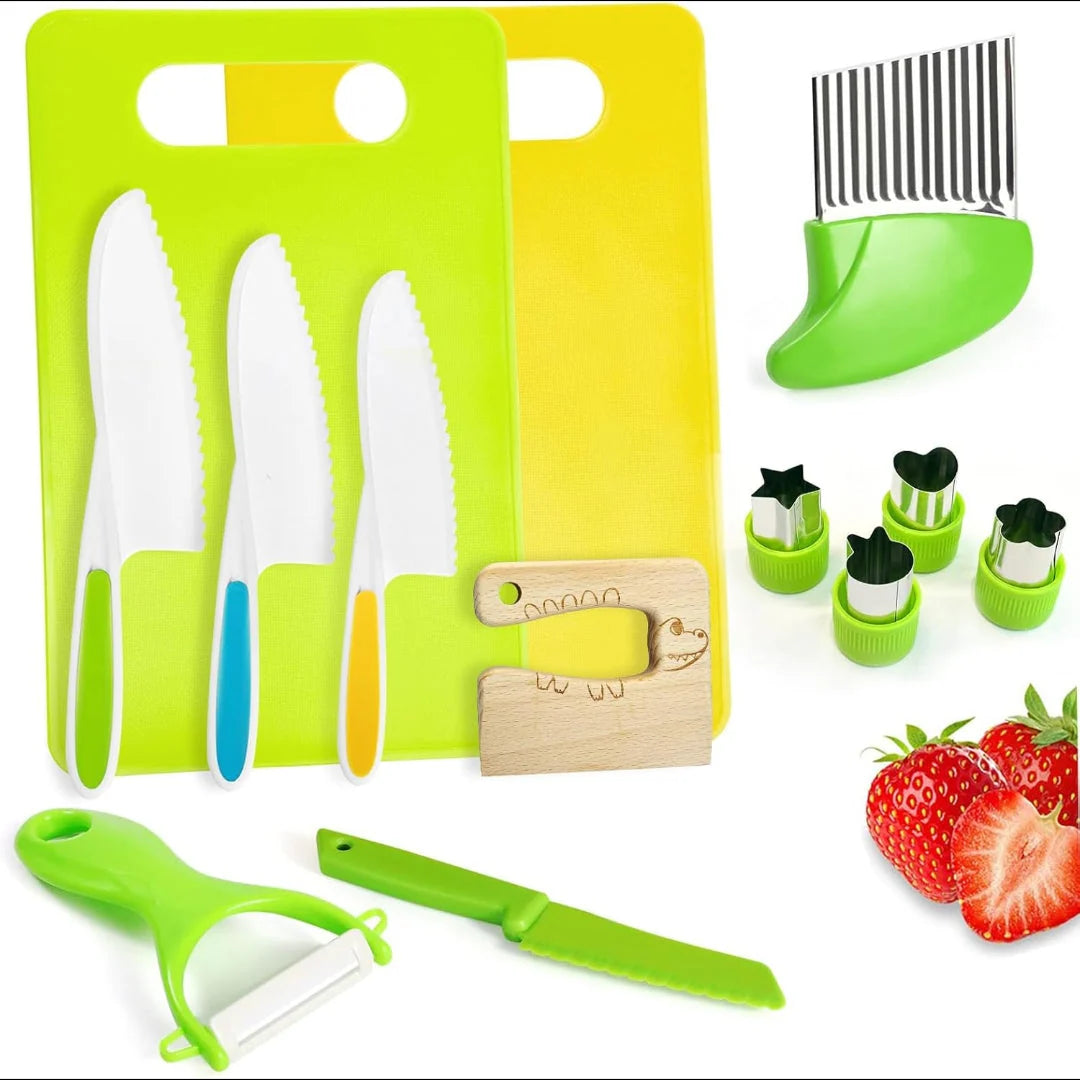 Toddler Knife & Utensil Set Blunt Serrated Chunky Grip