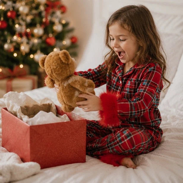 Toddler Pajama Set Fur-Trim Collar & Festive Prints