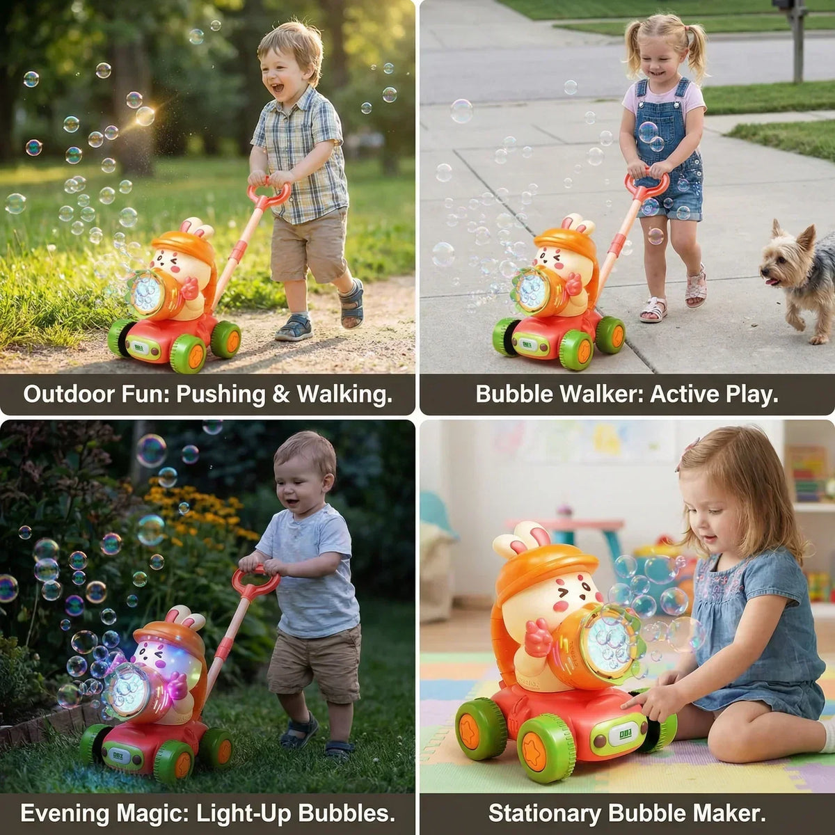 Toddler Push Walker Bubble-Dispensing Light-Up Toy