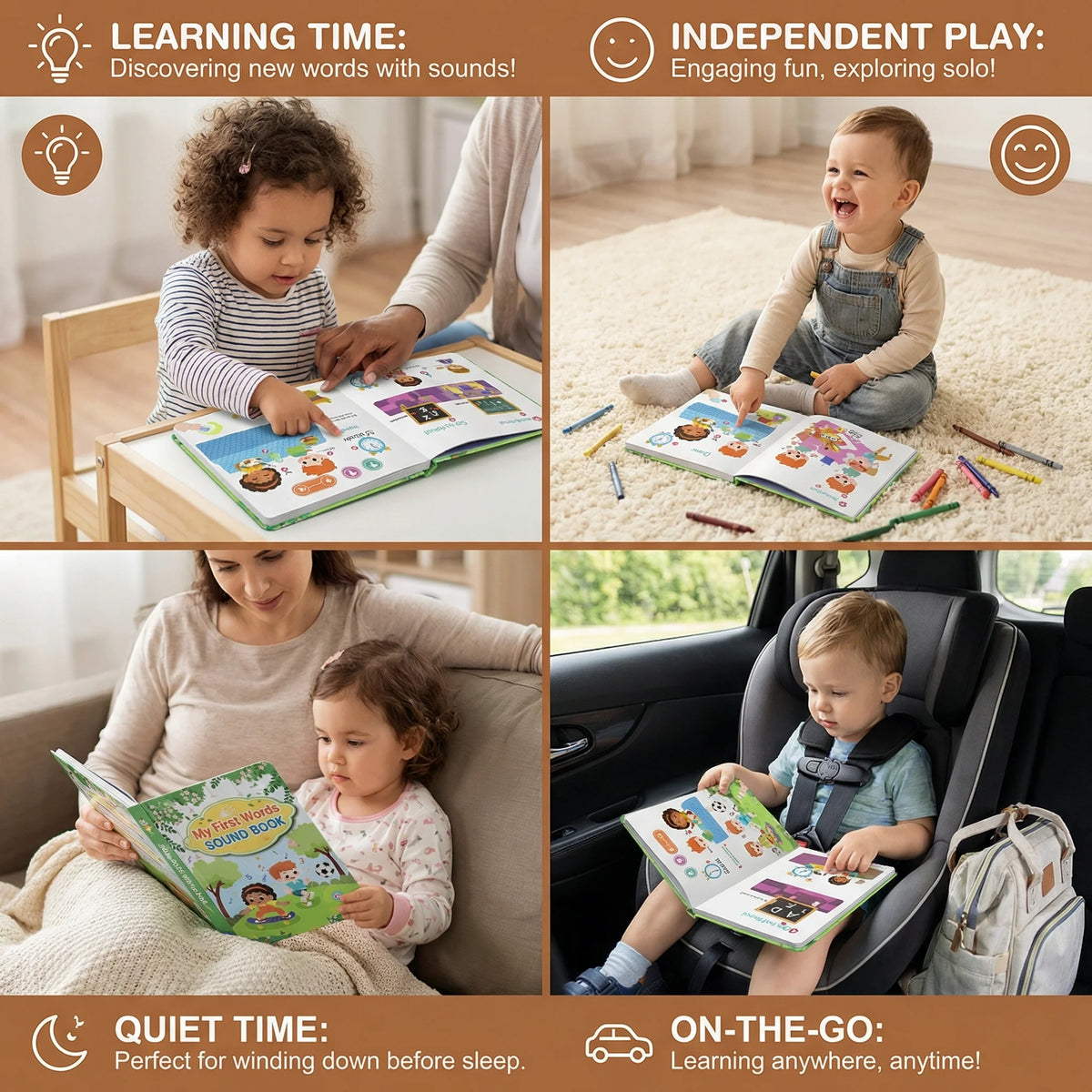 Toddler Sound Book Large Audio Buttons & Durable Pages