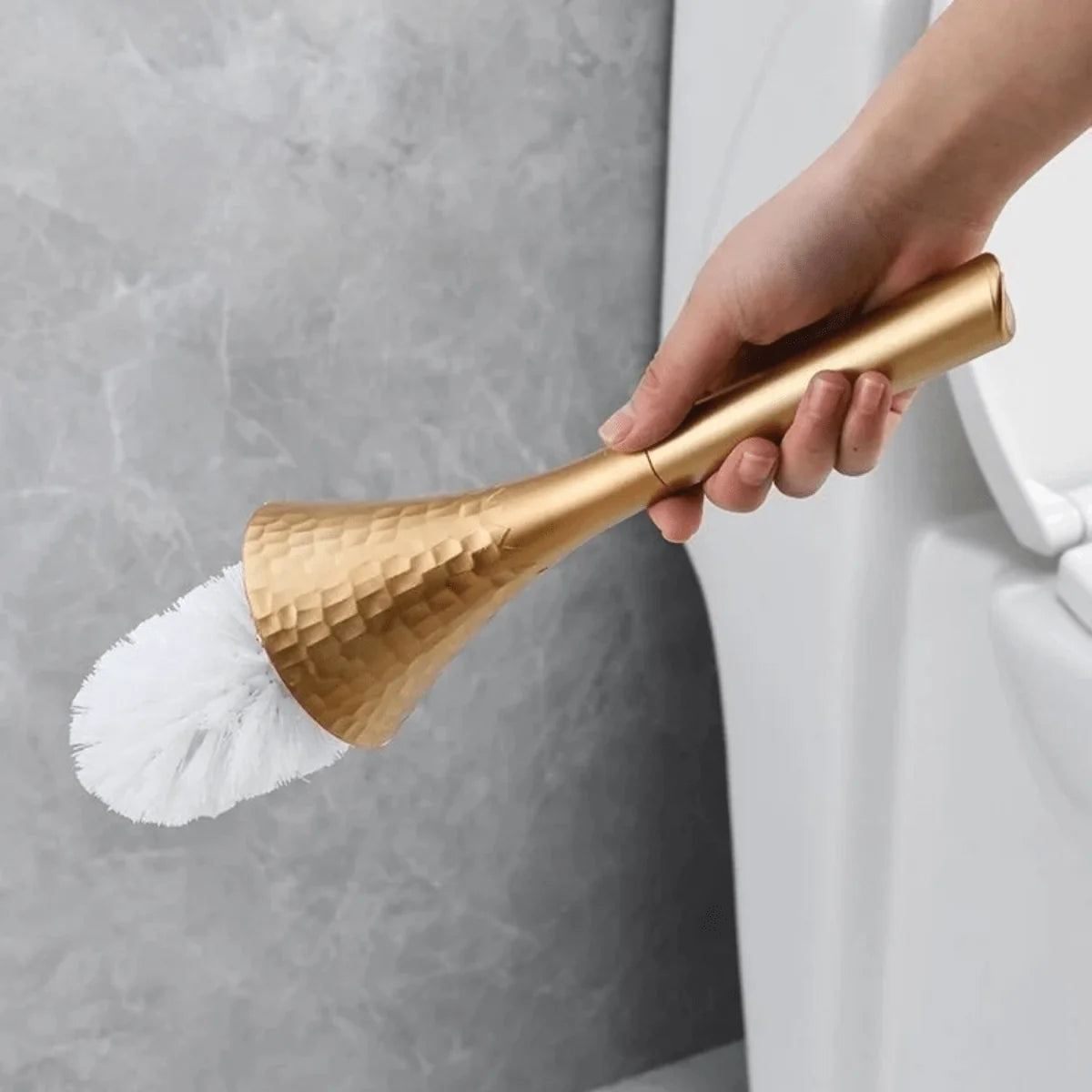 Toilet Brush Sculptural Design Rust-Free ABS Removable Head