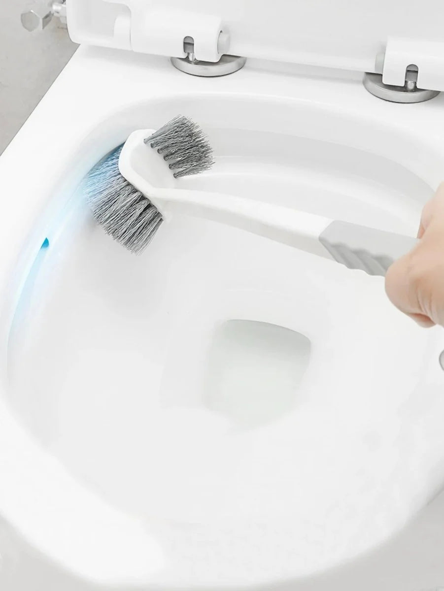 Toilet Brush Wall-Mounted Suction Holder Double-Sided Angled Head & Long Handle
