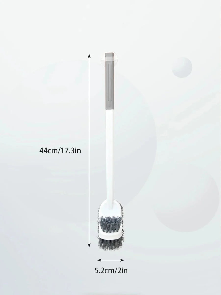 Toilet Brush Wall-Mounted Suction Holder Double-Sided Angled Head & Long Handle