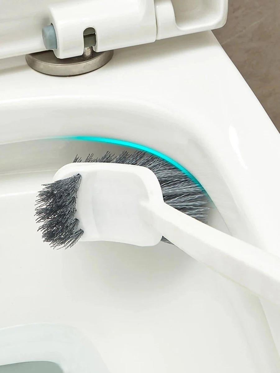 Toilet Brush Wall-Mounted Suction Holder Double-Sided Angled Head & Long Handle