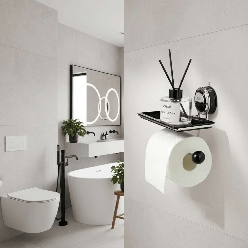 Toilet Paper Holder Drill-Free Suction Mount Stainless Steel