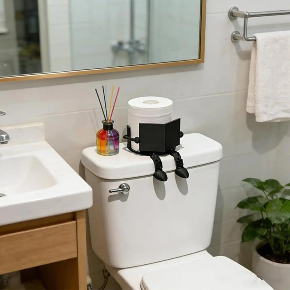 Toilet Paper Holder Seated Figure Compact ABS Design