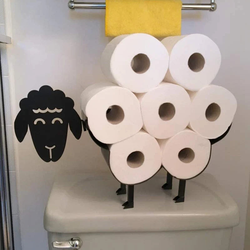 Toilet Paper Holder Sheep Design 7-Roll Freestanding or Wall-Mounted