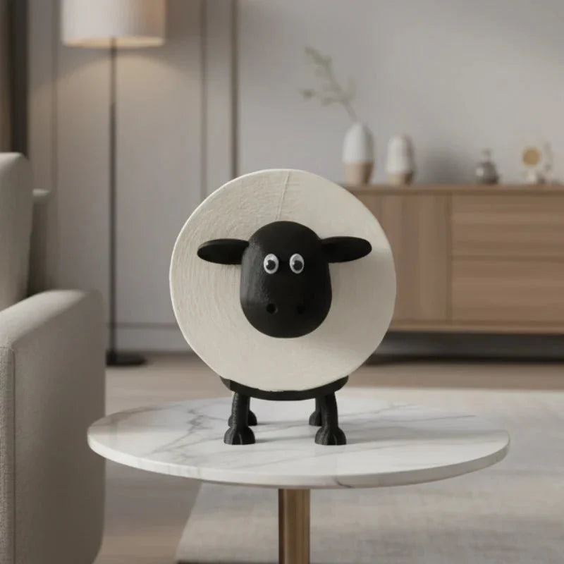 Toilet Paper Holder Sheep Design Resin Non-Slip Base