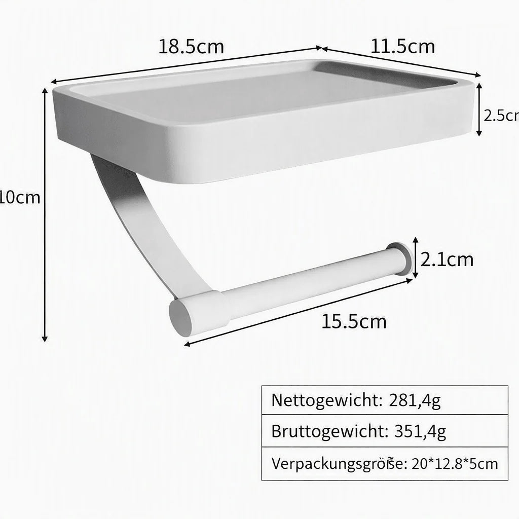 Toilet Paper Holder Stainless Steel Shelf Drill-Free Mount