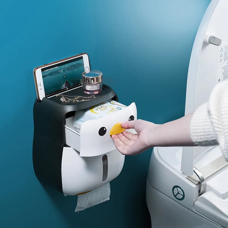 Toilet Paper Holder Wall-Mounted With Storage Drawer