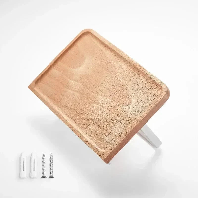 Toilet Paper Holder Wall-Mounted Wooden Phone Shelf