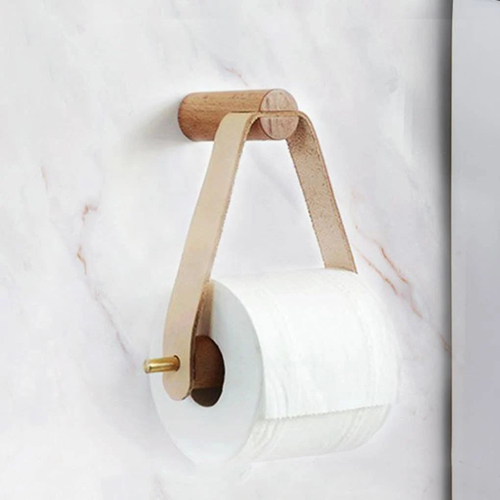 Toilet Paper Holder Wooden Wall-Mounted Space-Saving