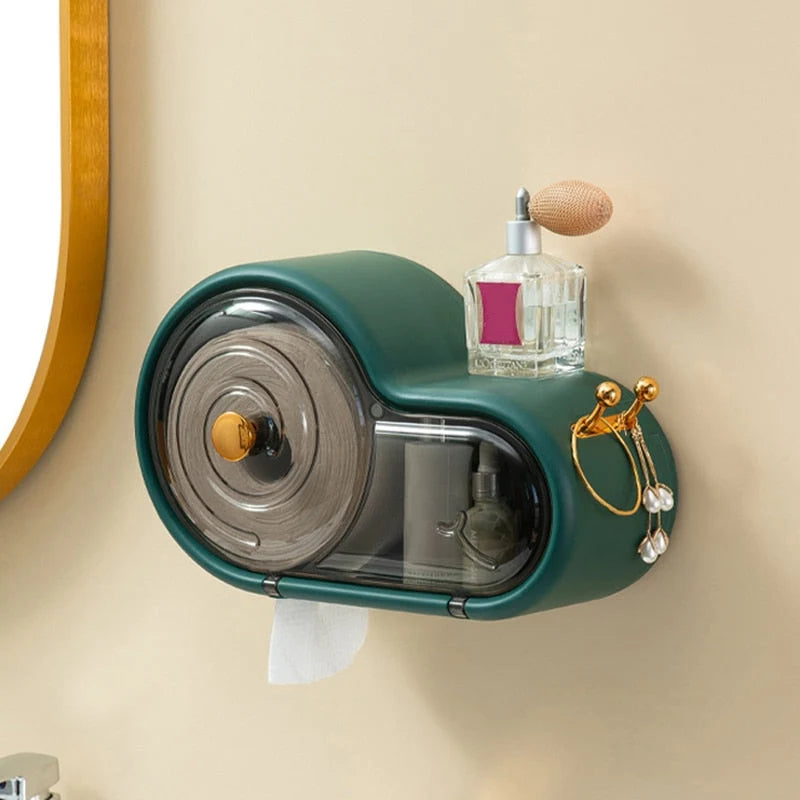 Toilet Paper Storage Box Wall-Mounted Protective Lid