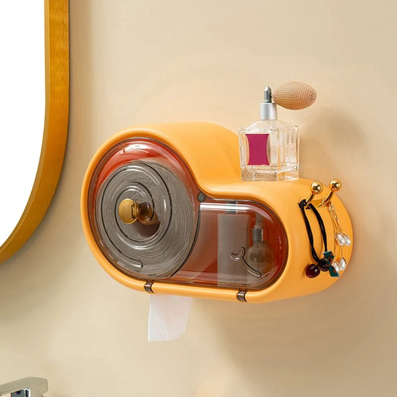 Toilet Paper Storage Box Wall-Mounted Protective Lid