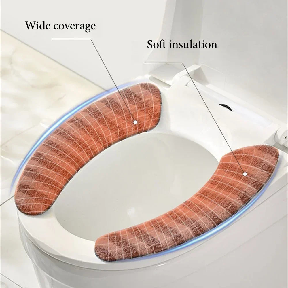 Toilet Seat Cushion Plush Cotton Washable Reusable Adhэсive Backing
