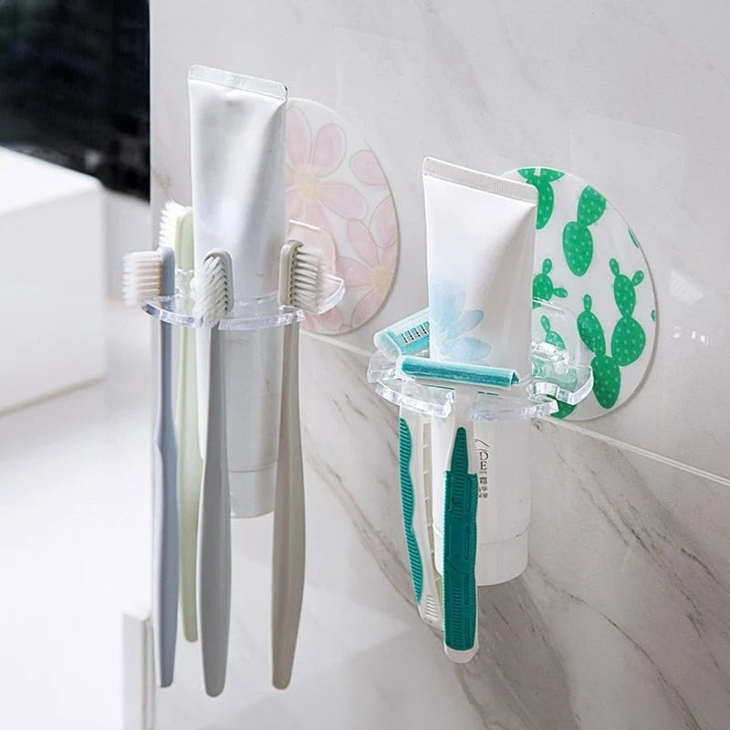 Toothbrush Holder Adhesive Wall-Mount Holds 6 Toothbrushes