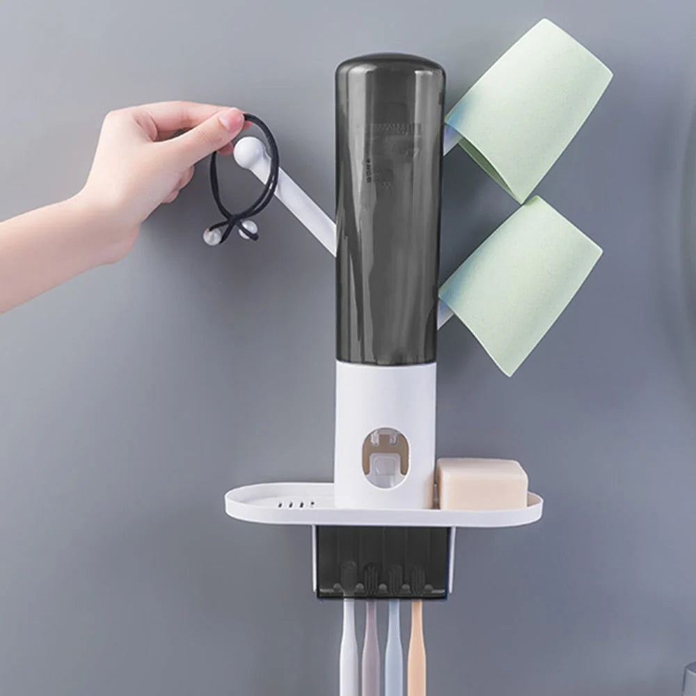 Toothbrush Holder Punch-Free Toothpaste Dispenser & 2 Cups