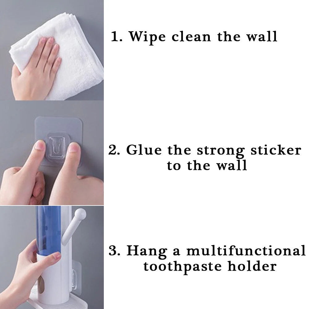 Toothbrush Holder Punch-Free Toothpaste Dispenser & 2 Cups