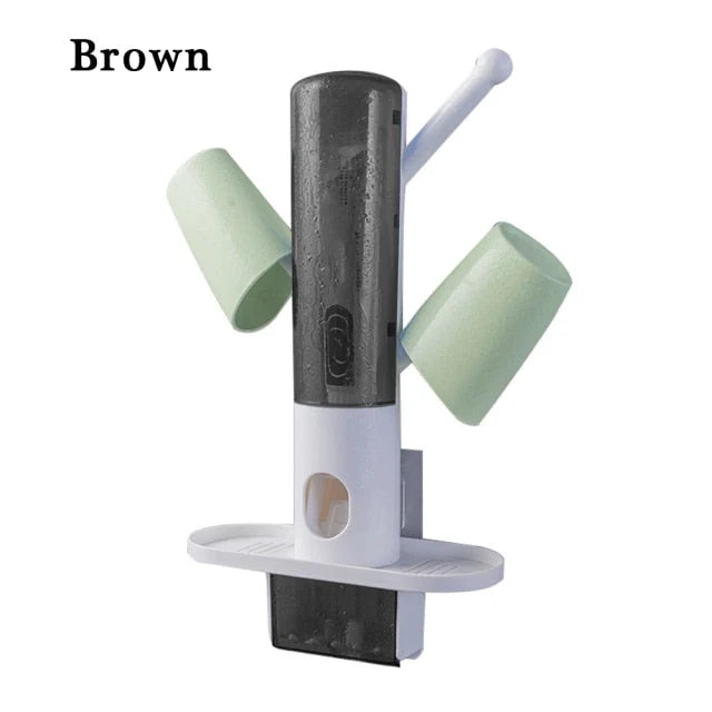 Toothbrush Holder Punch-Free Toothpaste Dispenser & 2 Cups