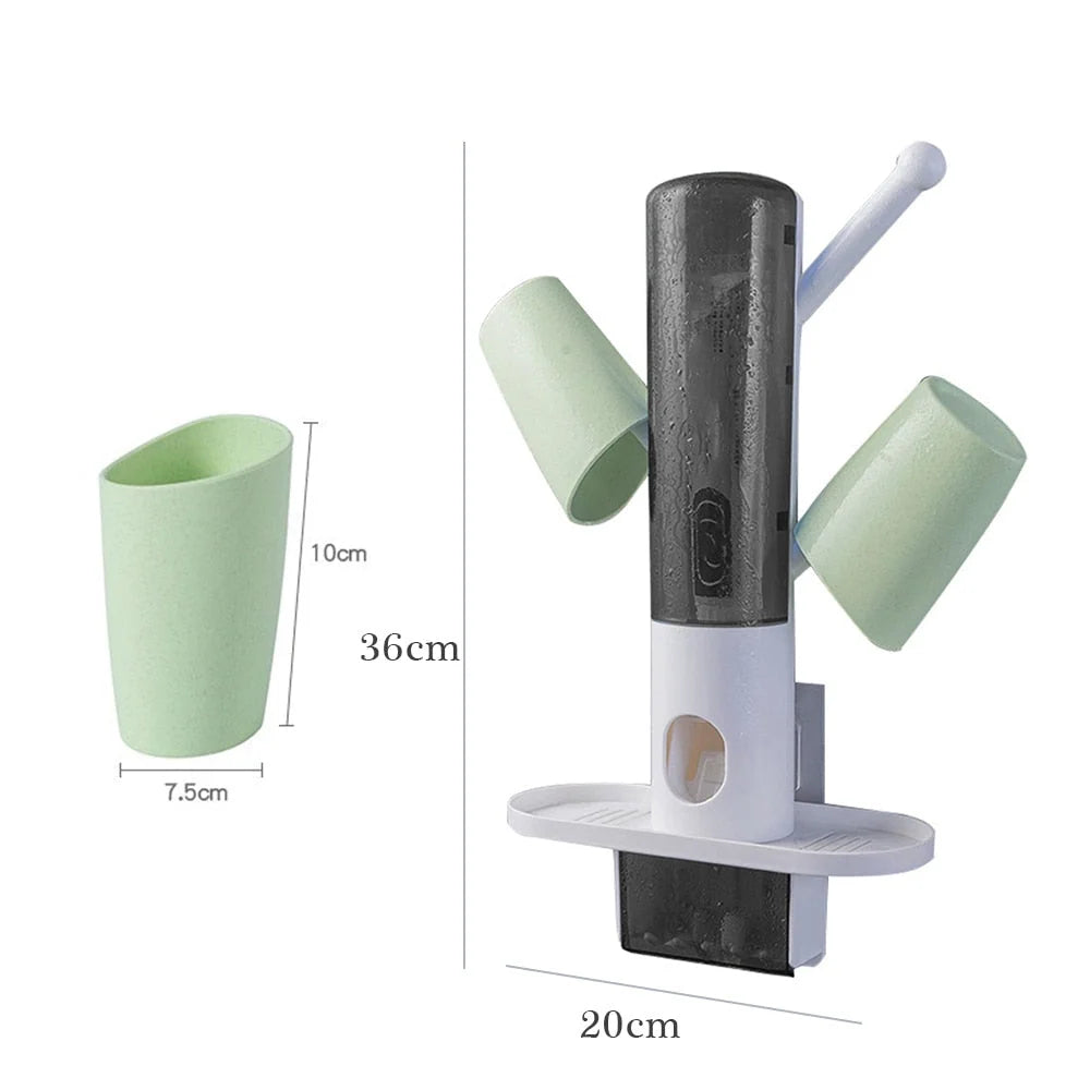 Toothbrush Holder Punch-Free Toothpaste Dispenser & 2 Cups