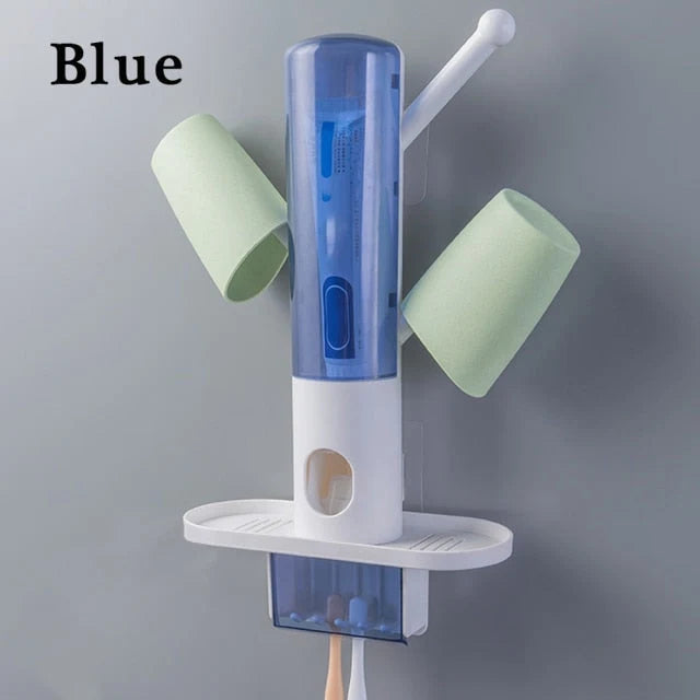 Toothbrush Holder Punch-Free Toothpaste Dispenser & 2 Cups