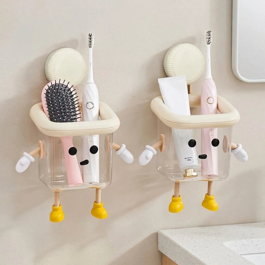 Toothbrush Holder Wall-Mounted Open-Drain Space-Saving