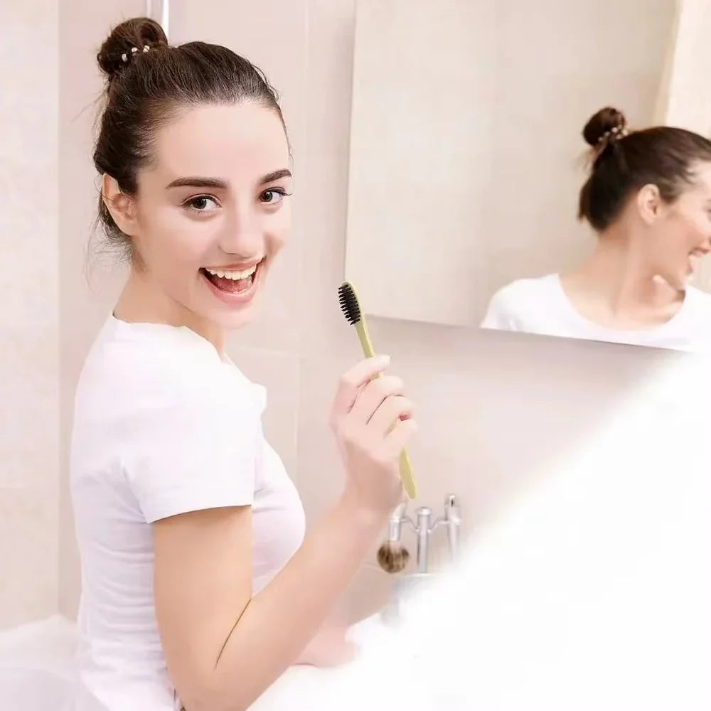 Toothbrush Set Bamboo Soft Bristles Individually Wrapped Ten Pack