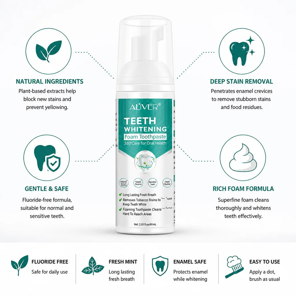 Toothpaste Whitening Foam Fluoride Free For Sensitive Teeth