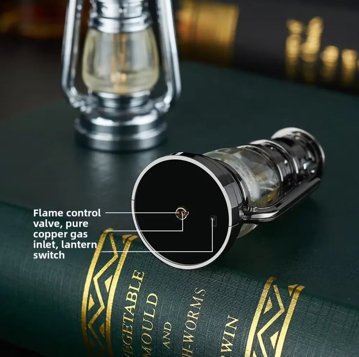 Torch Lighter Retro Lantern Design Refillable Wind-Resistant Flame
