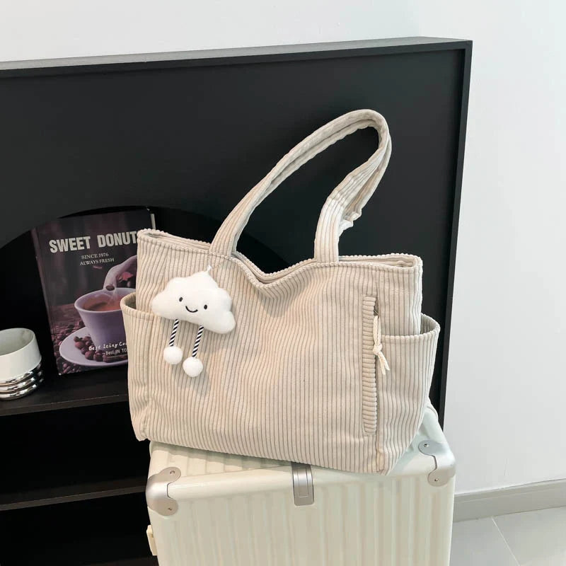 Tote Bag Textured Fabric Spacious Interior Multiple Pockets