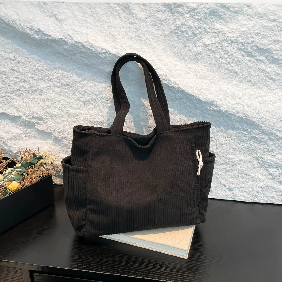 Tote Bag Textured Fabric Spacious Interior Multiple Pockets