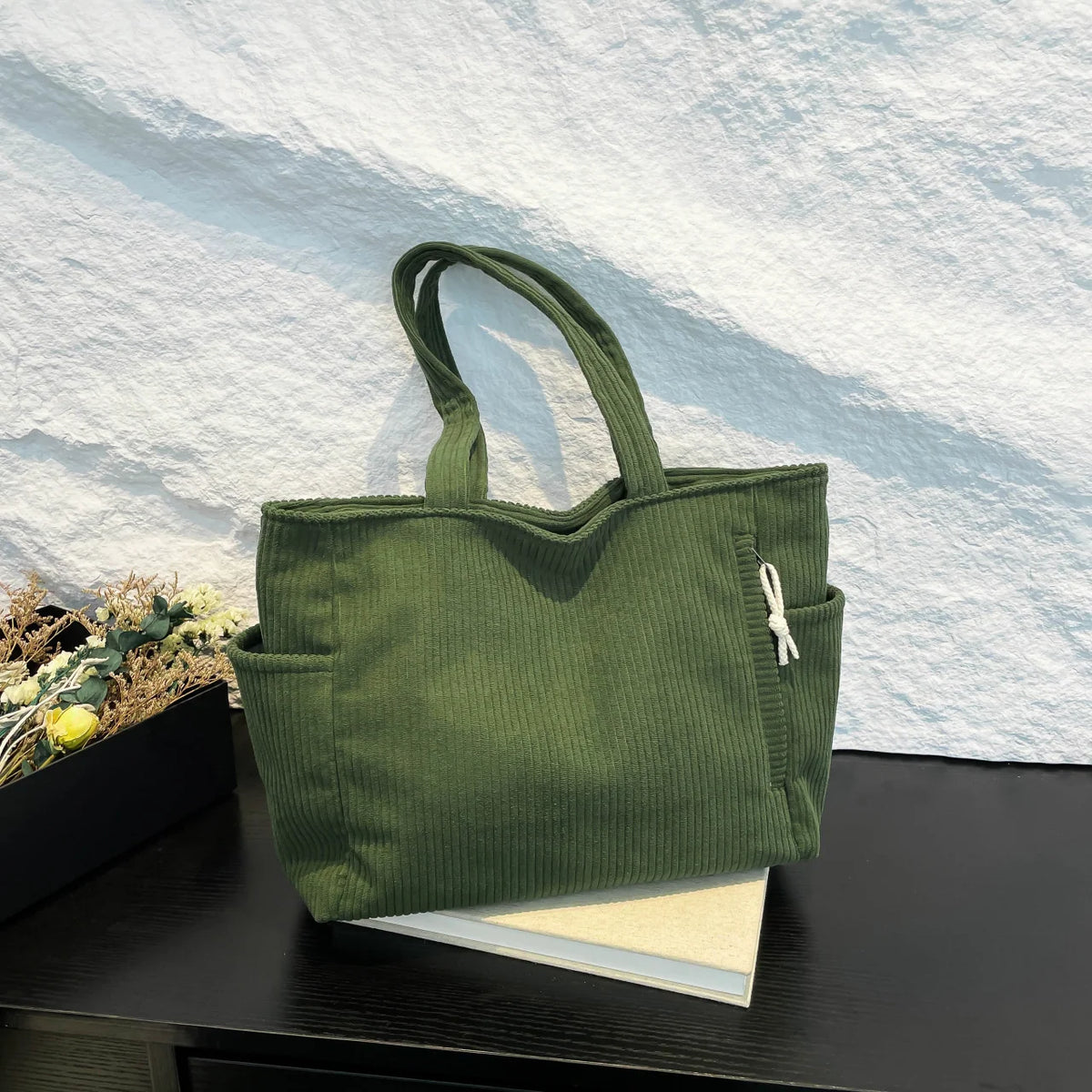 Tote Bag Textured Fabric Spacious Interior Multiple Pockets