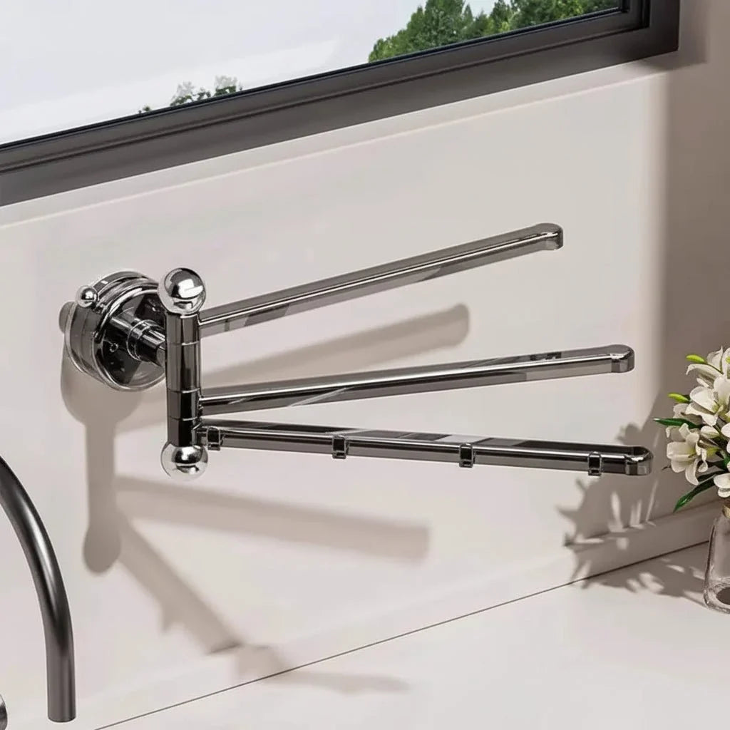 Towel Holder 180° Swivel Arms Suction Cup Mount No-Drill Installation