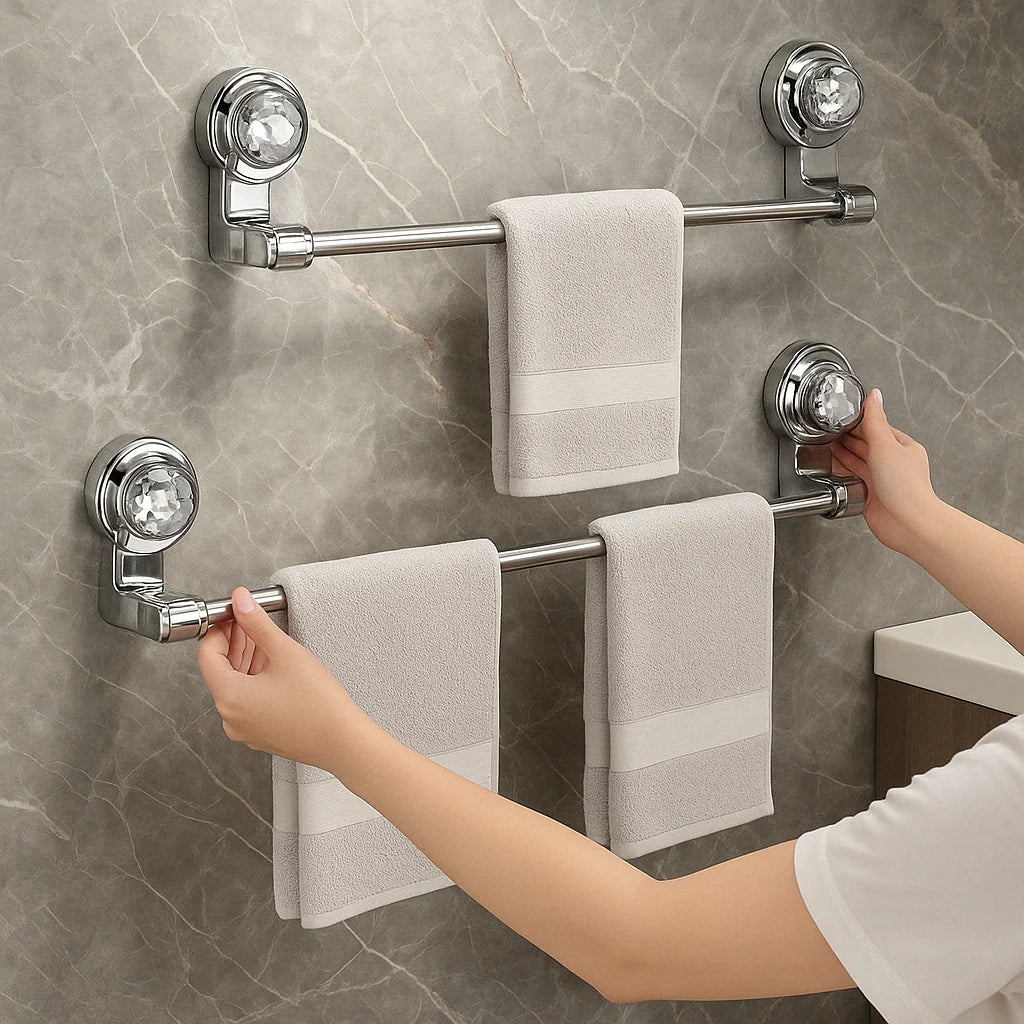 Towel Storage Rack Adjustable Suction Mount Rust-Resistant