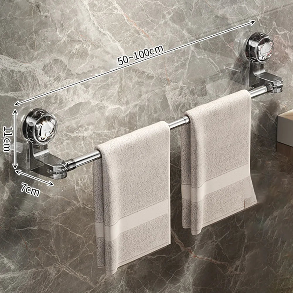 Towel Storage Rack Adjustable Suction Mount Rust-Resistant
