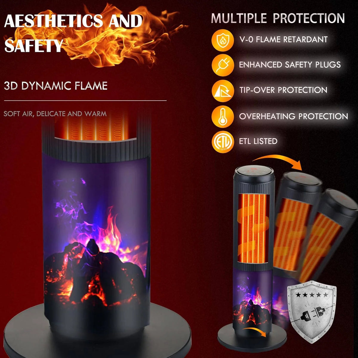 Tower Space Heater PTC Ceramic Remote & Oscillating
