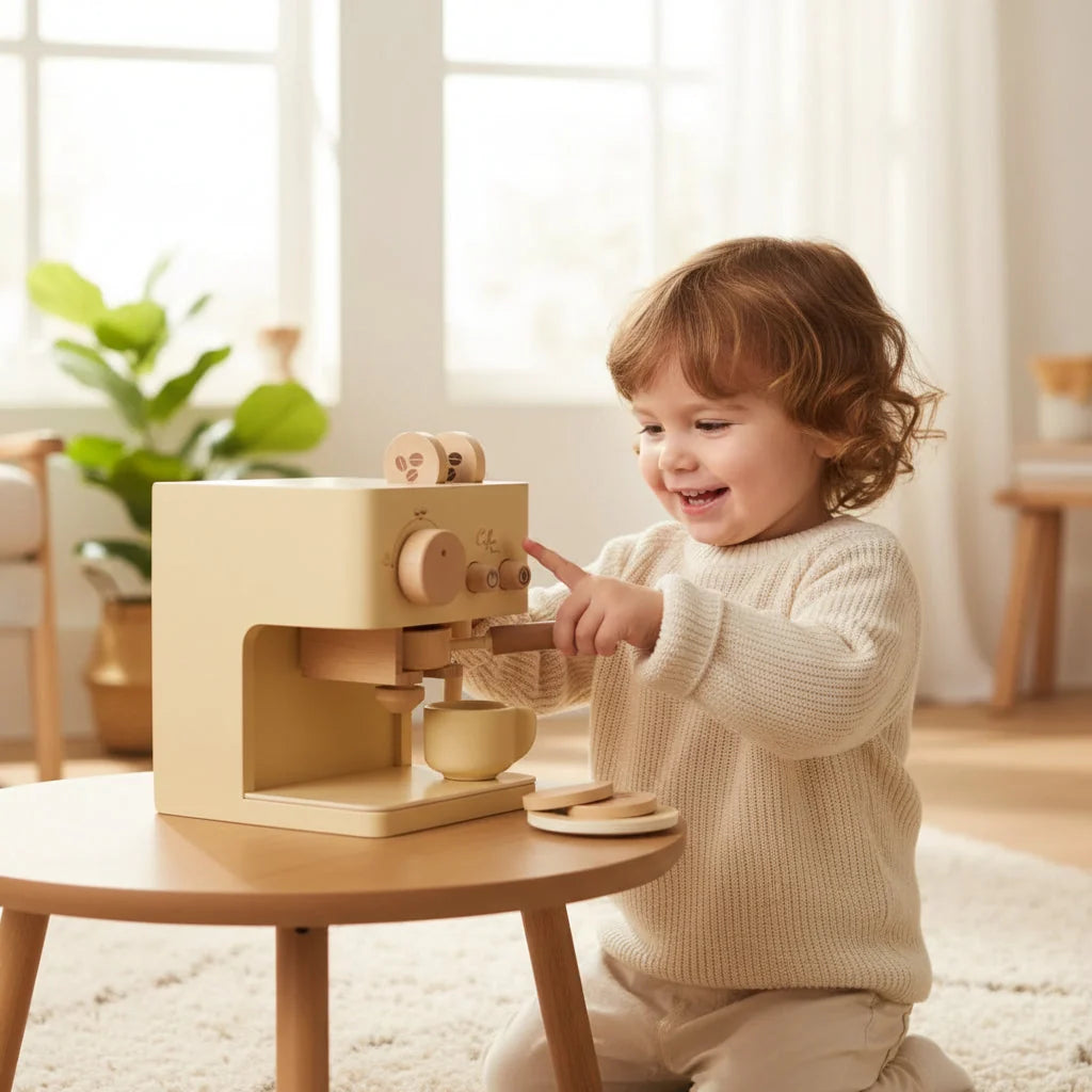 Toy Coffee Machine Solid Timber Twist Lock Portafilter