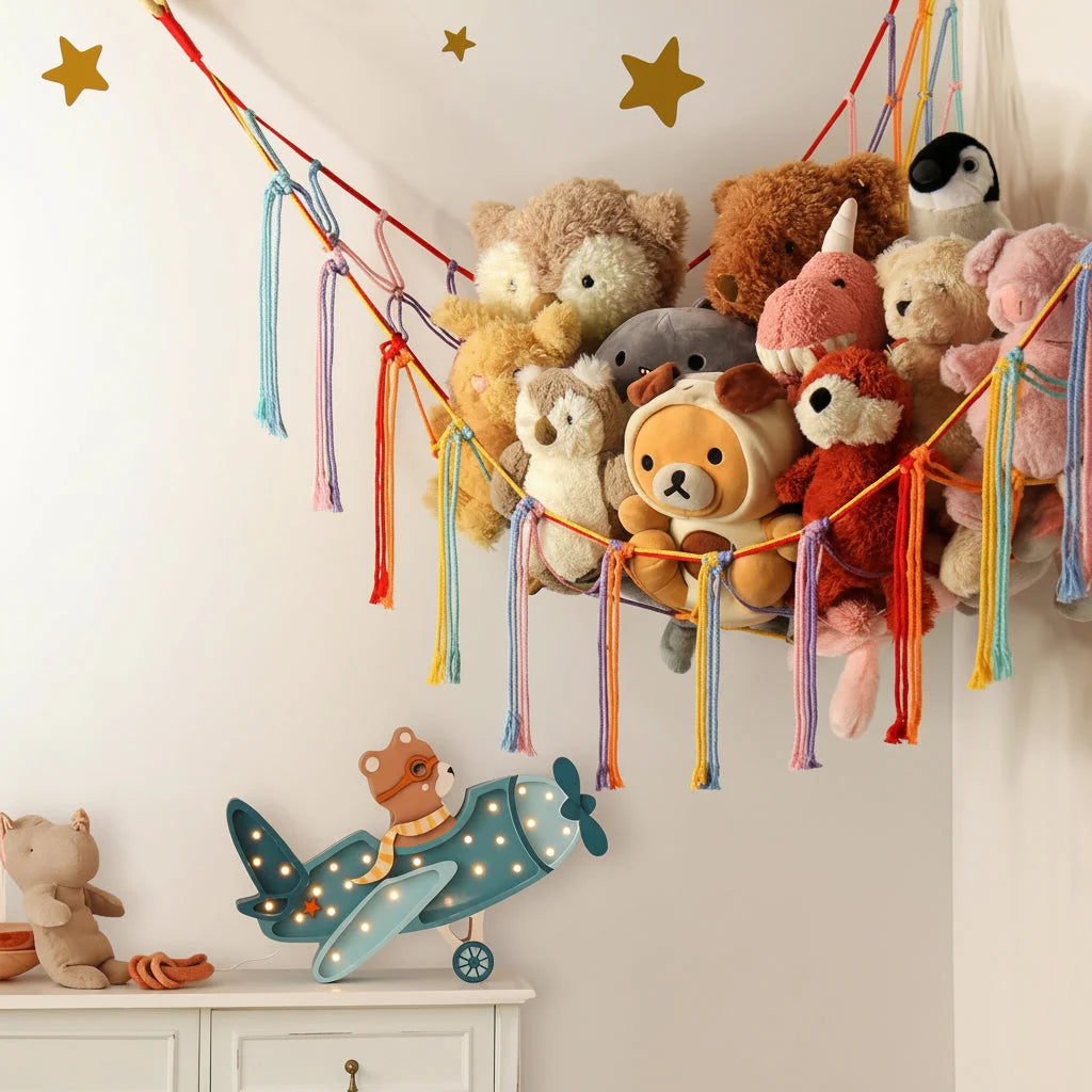 Toy Storage Hammock Knotted Macrame Space Saving