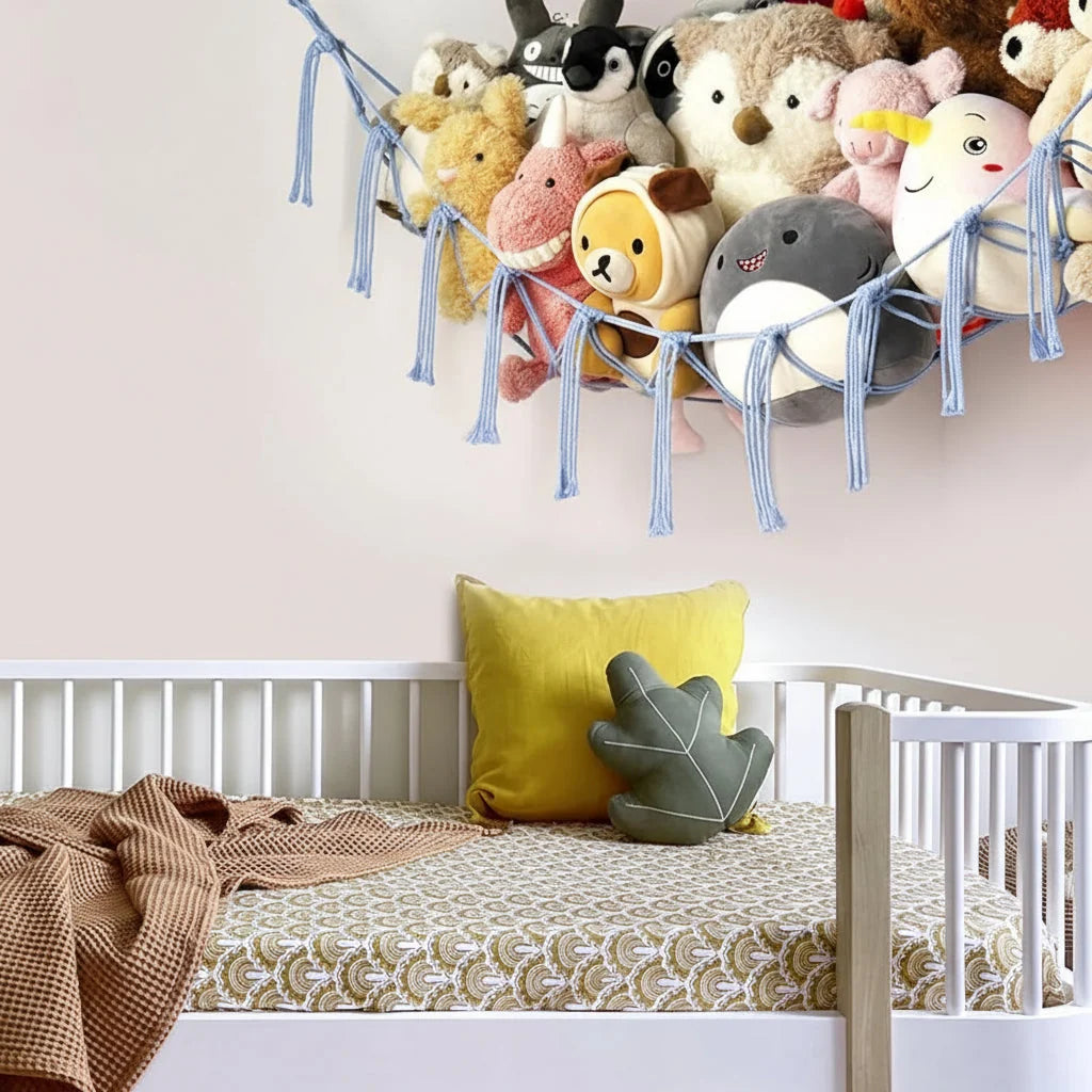 Toy Storage Hammock Knotted Macrame Space Saving