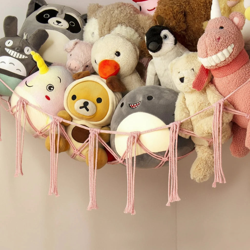 Toy Storage Hammock Knotted Macrame Space Saving