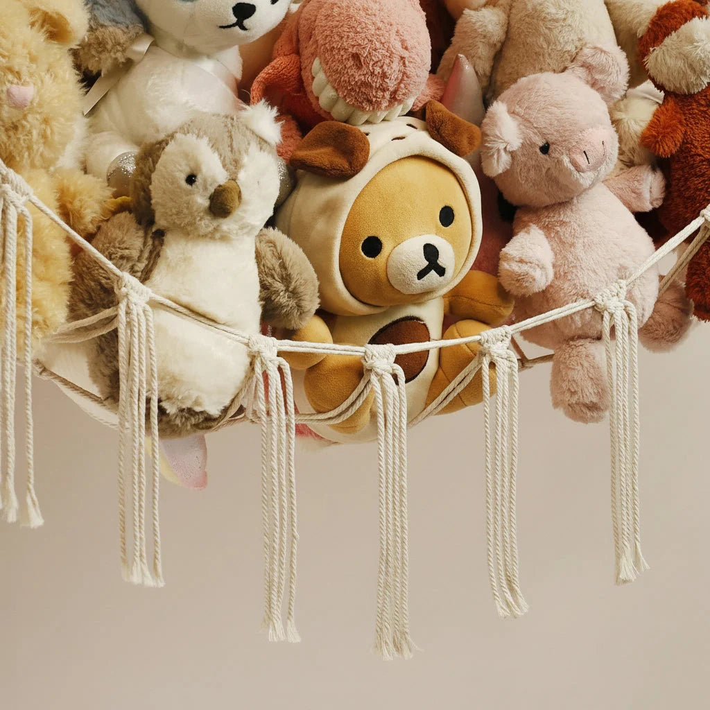 Toy Storage Hammock Knotted Macrame Space Saving