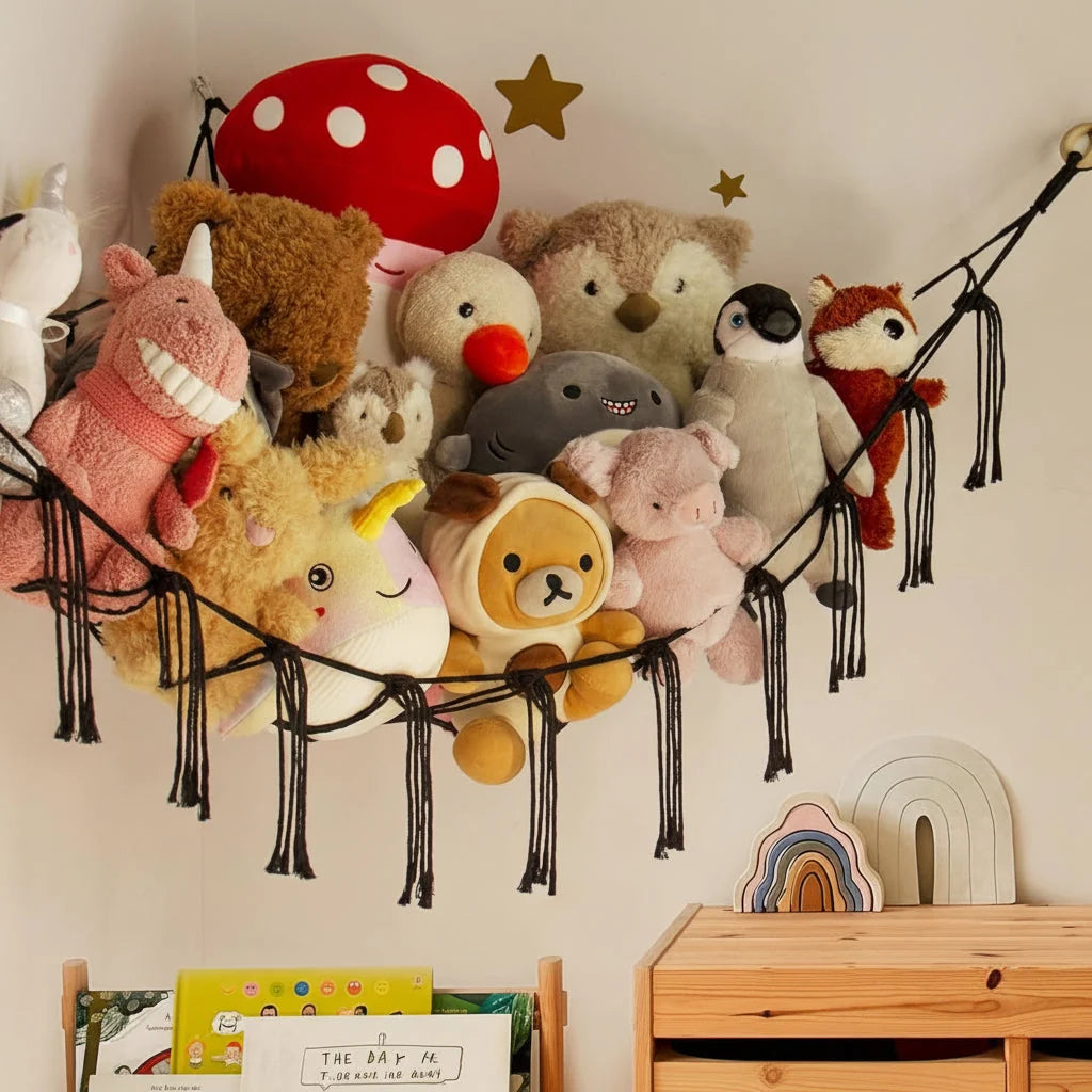 Toy Storage Hammock Knotted Macrame Space Saving