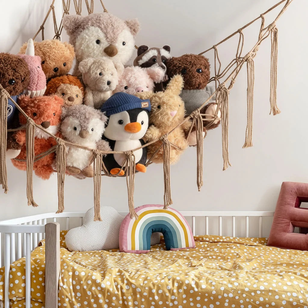 Toy Storage Hammock Knotted Macrame Space Saving