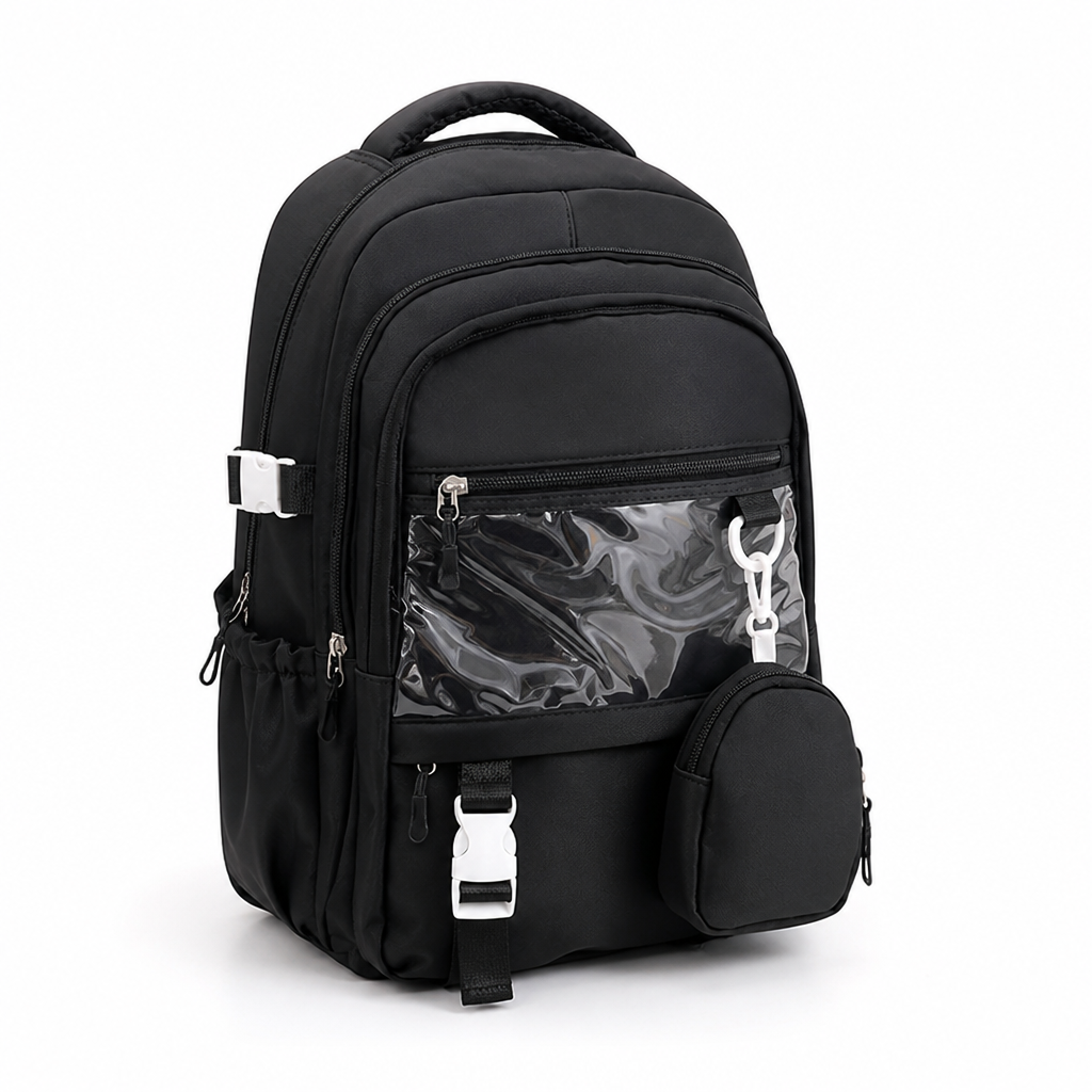 Transparent Front Panel & Padded Shoulder Straps School Backpack