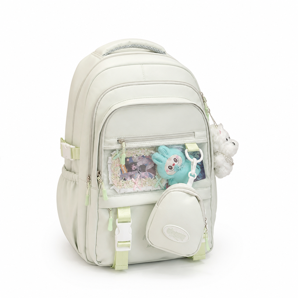 Transparent Front Panel & Padded Shoulder Straps School Backpack